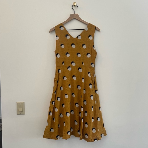 Frock Shop tank midi Dress Yellow black white Polka Dot Women Small S 2 4 6 - Picture 3 of 4